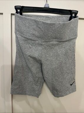 Nike Light Gray High-Waist Bike Shorts with Swoosh